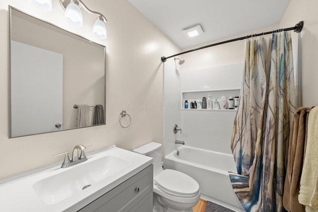 13682 Cobblestone Ln, Pickerington, OH 43147 - bathroom with shower / bath combo, toilet, and vanity