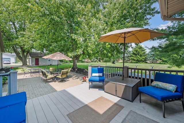 3902 Maple Grove Rd, Marion, OH 43302 - wooden terrace featuring a yard