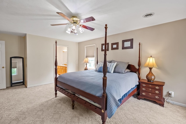 3902 Maple Grove Rd, Marion, OH 43302 - bedroom featuring carpet flooring, baseboards, a ceiling fan, and ensuite bath