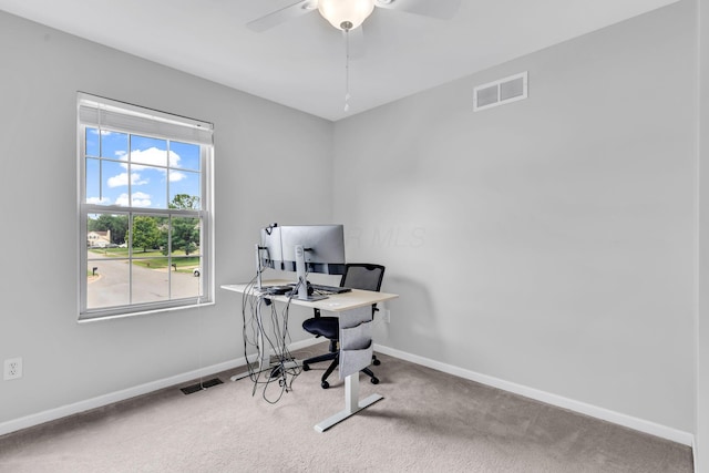 9302 Pimlico Pl, Pickerington, OH 43147 - carpeted office space with ceiling fan and baseboards