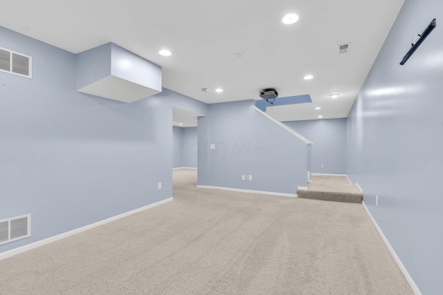 9302 Pimlico Pl, Pickerington, OH 43147 - finished basement featuring carpet, recessed lighting, baseboards, and stairway
