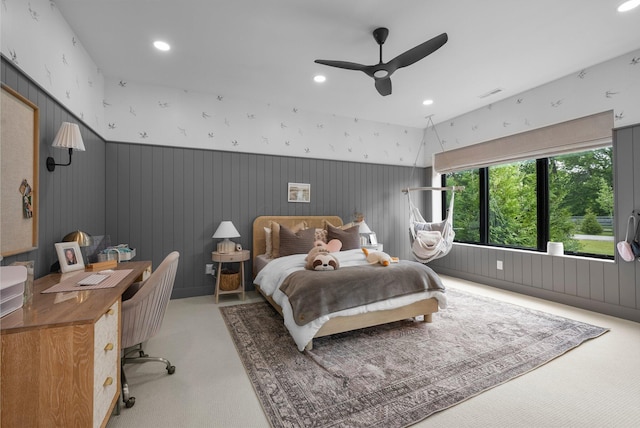 3226 Bean Oller Rd, Delaware, OH 43015 - carpeted bedroom featuring recessed lighting, an office area, and a ceiling fan