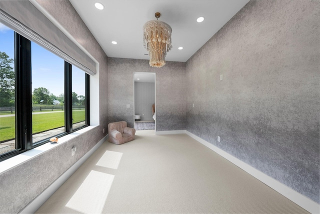 3226 Bean Oller Rd, Delaware, OH 43015 - carpeted spare room with recessed lighting, a chandelier, and baseboards