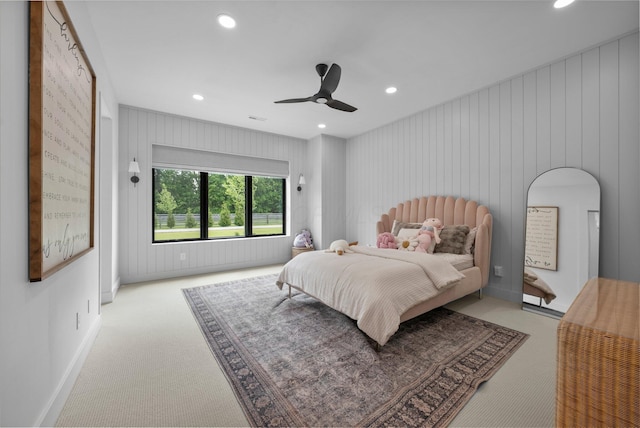 3226 Bean Oller Rd, Delaware, OH 43015 - bedroom featuring carpet floors, recessed lighting, ceiling fan, and baseboards