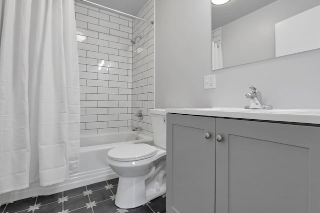 46 S 24th St, Newark, OH 43055 - bathroom with shower / bath combo, vanity, toilet, and tile patterned flooring