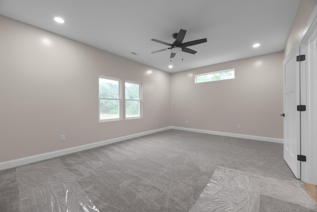 13567 Magers Rd, Howard, OH 43028 - unfurnished room with ceiling fan, recessed lighting, carpet floors, and baseboards