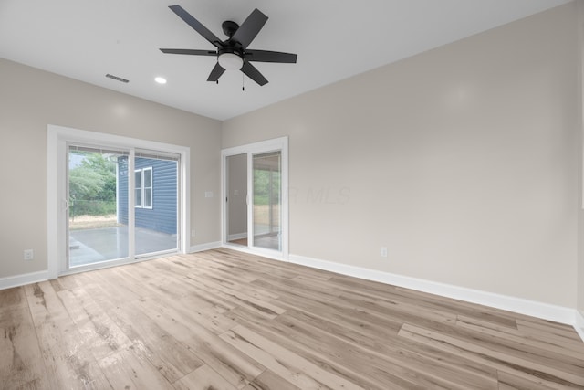 13567 Magers Rd, Howard, OH 43028 - empty room featuring light wood-type flooring, baseboards, a ceiling fan, and recessed lighting
