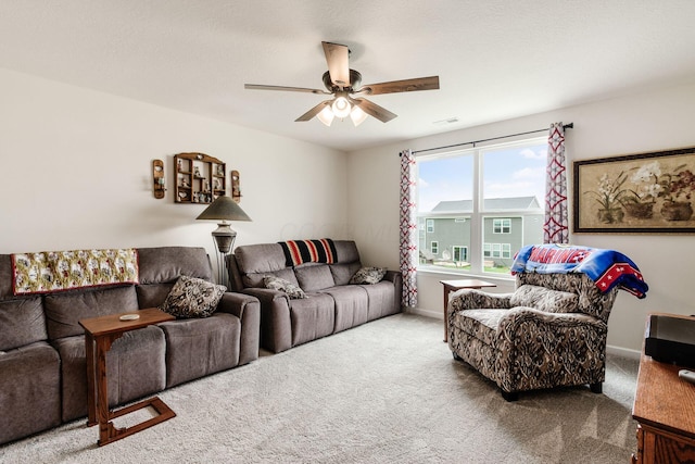 99 Hutchison St, South Bloomfield, OH 43103 - carpeted living area featuring a ceiling fan and baseboards