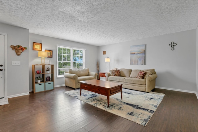 5035 Dietrich Ave, Orient, OH 43146 - living room with a textured ceiling, dark wood-style floors, and baseboards