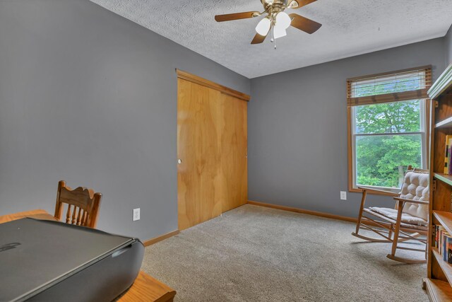 5035 Dietrich Ave, Orient, OH 43146 - carpeted office featuring ceiling fan, baseboards, and a textured ceiling