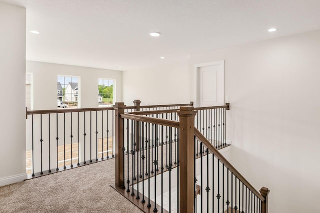 7014 Aster Way, Plain City, OH 43064 - corridor with carpet, recessed lighting, an upstairs landing, and baseboards