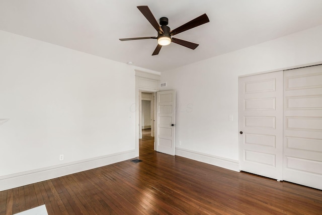 37 W 2nd Ave, Columbus, OH 43201 - unfurnished bedroom with hardwood / wood-style floors, baseboards, a closet, and ceiling fan