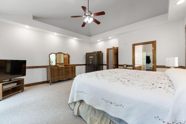 5103 Johnstown Alexandria Rd, Johnstown, OH 43031 - bedroom with recessed lighting, carpet, baseboards, a tray ceiling, and ceiling fan