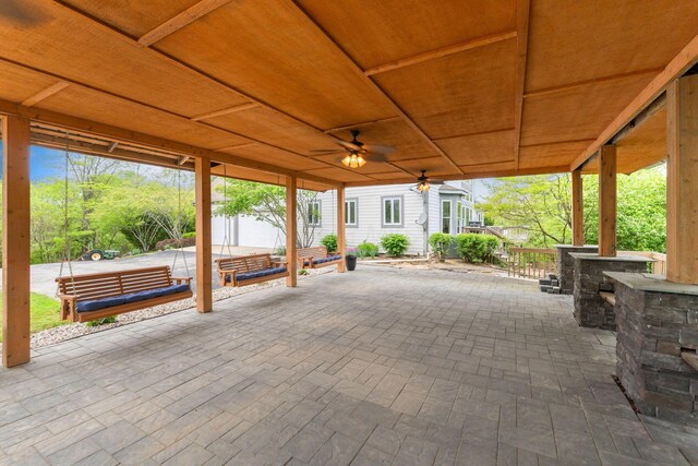 5103 Johnstown Alexandria Rd, Johnstown, OH 43031 - view of patio with an outbuilding and ceiling fan
