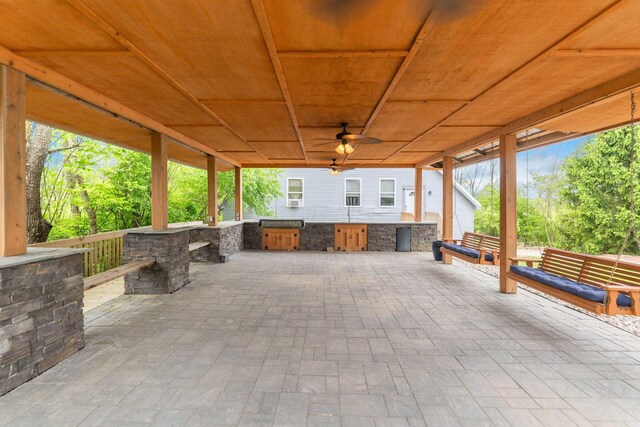 5103 Johnstown Alexandria Rd, Johnstown, OH 43031 - view of patio / terrace with an outdoor kitchen and a ceiling fan