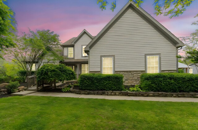 5103 Johnstown Alexandria Rd, Johnstown, OH 43031 - view of front facade with a yard and stone siding