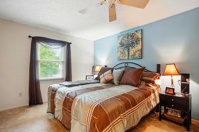 2517 Slateshire Dr, Dublin, OH 43016 - bedroom featuring light colored carpet, a ceiling fan, and a textured ceiling