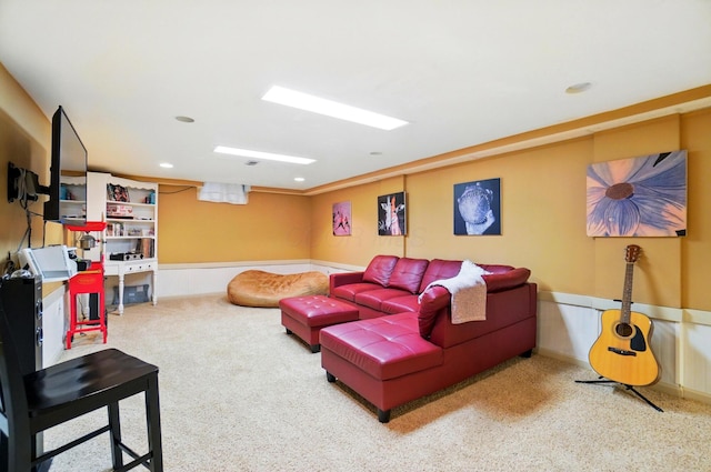 2517 Slateshire Dr, Dublin, OH 43016 - carpeted living area with a wainscoted wall and recessed lighting