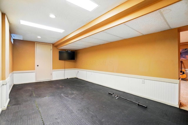 2517 Slateshire Dr, Dublin, OH 43016 - finished below grade area with wainscoting and dark colored carpet