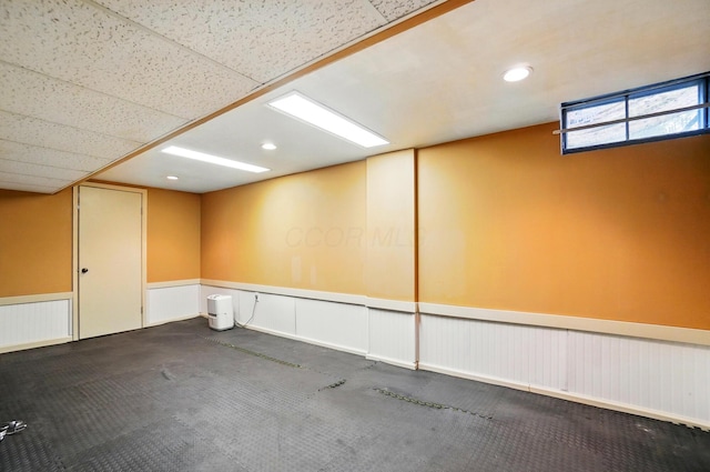 2517 Slateshire Dr, Dublin, OH 43016 - basement featuring carpet floors and a wainscoted wall