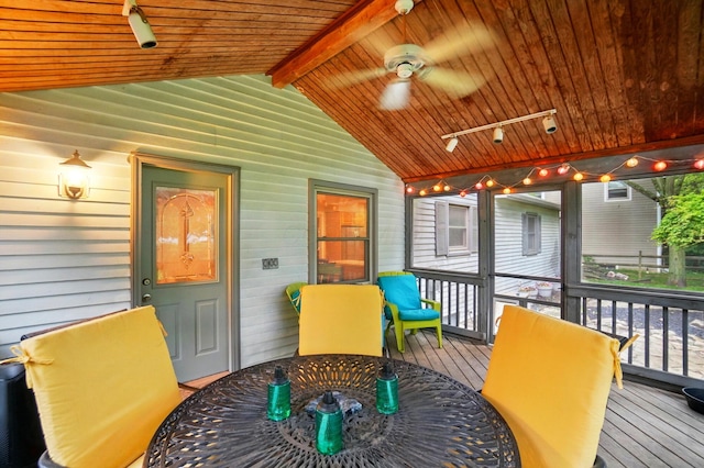 2517 Slateshire Dr, Dublin, OH 43016 - wooden terrace with ceiling fan and outdoor dining area