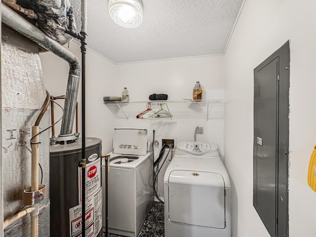 435 Alison Ct, Lancaster, OH 43130 - washroom with washing machine and dryer, gas water heater, and a textured ceiling