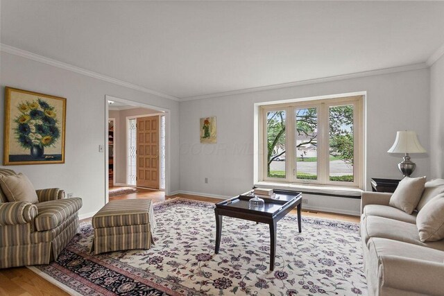 4606 Gershwin Ct, Grove City, OH 43123 - living room with crown molding, light wood-style flooring, and baseboards