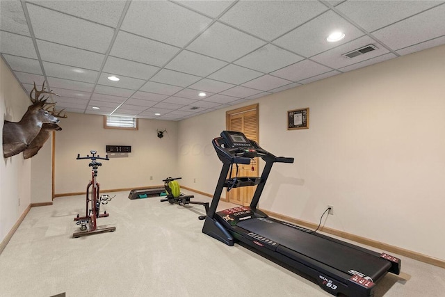4606 Gershwin Ct, Grove City, OH 43123 - workout area with baseboards, carpet, recessed lighting, and a drop ceiling