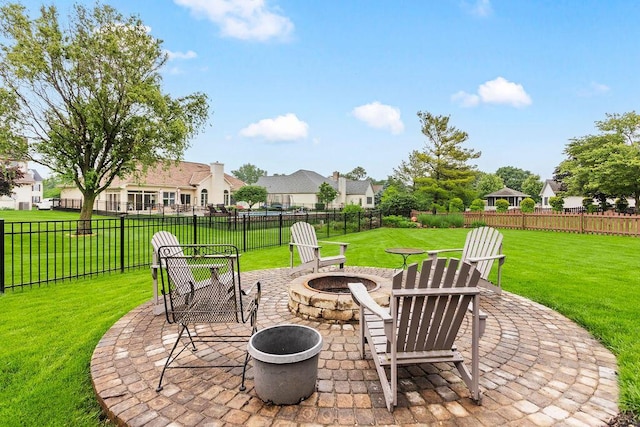 4606 Gershwin Ct, Grove City, OH 43123 - view of patio / terrace with an outdoor fire pit and a residential view