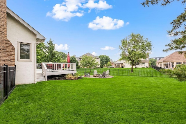 4606 Gershwin Ct, Grove City, OH 43123 - view of yard featuring a wooden deck, a fire pit, and a residential view