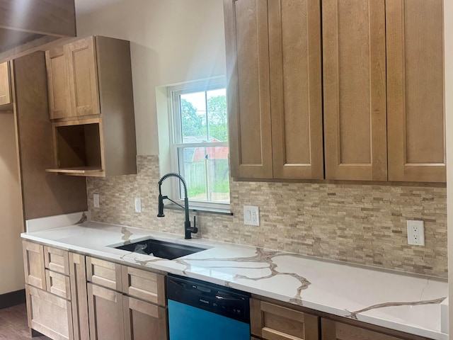 1624 Marlboro Ave, Obetz, OH 43207 - kitchen with dishwashing machine, backsplash, and light stone countertops