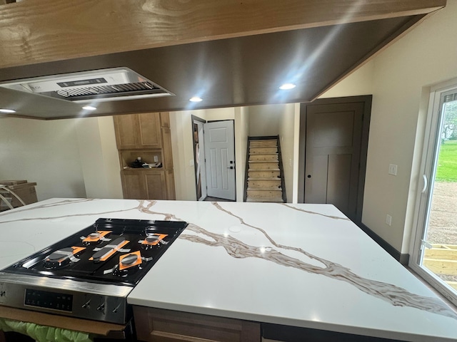 1624 Marlboro Ave, Obetz, OH 43207 - kitchen with range, ventilation hood, and light stone countertops