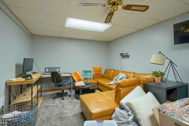 7581-7583 Pickett Ln Unit 83, Columbus, OH 43235 - carpeted office space with a drop ceiling, ceiling fan, and baseboards