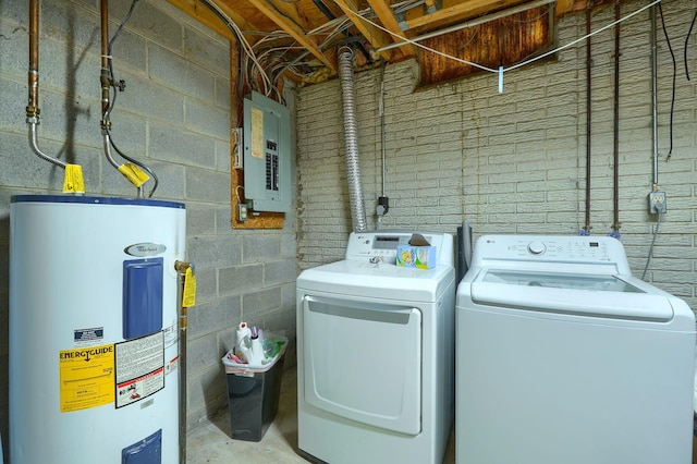 7581-7583 Pickett Ln Unit 83, Columbus, OH 43235 - laundry area featuring electric water heater, electric panel, and separate washer and dryer