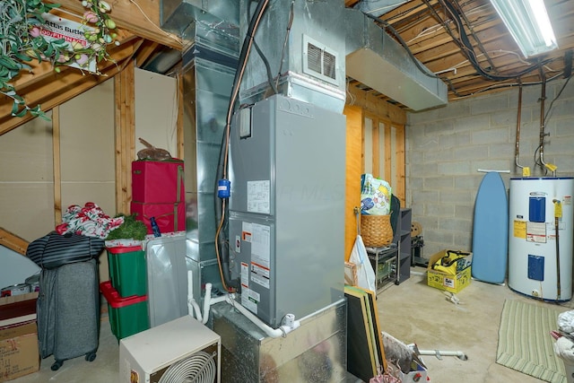 7581-7583 Pickett Ln Unit 83, Columbus, OH 43235 - utility room featuring electric water heater and heating unit