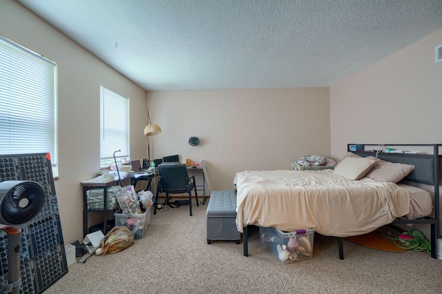 7581-7583 Pickett Ln Unit 83, Columbus, OH 43235 - bedroom featuring carpet floors, a textured ceiling, and an office area