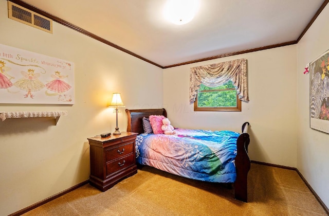 1027 Peggys Cv, Reynoldsburg, OH 43068 - bedroom featuring light colored carpet, ornamental molding, and baseboards