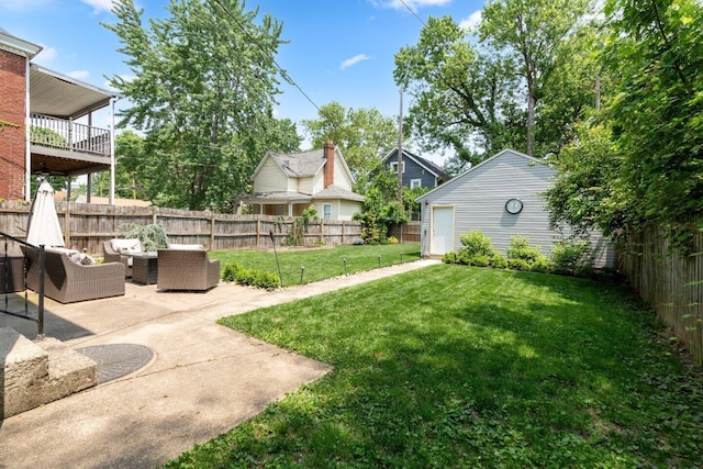 540 Linwood Ave, Columbus, OH 43205 - view of yard with an outdoor hangout area, a patio area, and an outbuilding