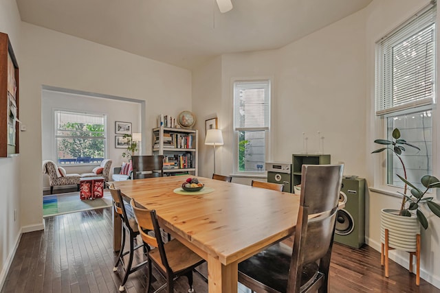 120 E Blake Ave, Columbus, OH 43202 - dining area featuring dark wood-style flooring and a ceiling fan