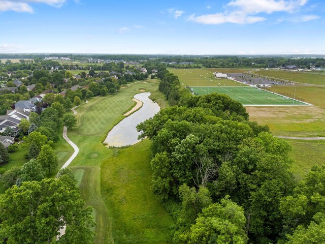 6034 Heritage View Ct, Hilliard, OH 43026 - aerial view of property's location with a golf course and a tree filled landscape
