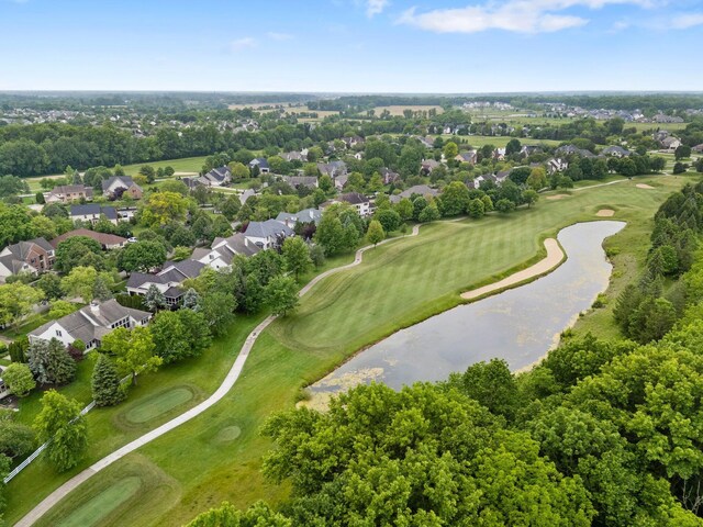 6034 Heritage View Ct, Hilliard, OH 43026 - aerial view of residential area featuring a local golf course, a large body of water, and a tree filled landscape