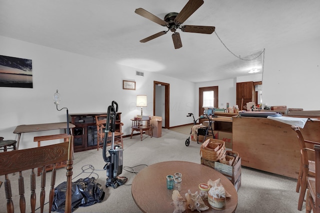 7682 Northridge Rd, Johnstown, OH 43031 - dining area with ceiling fan and light carpet
