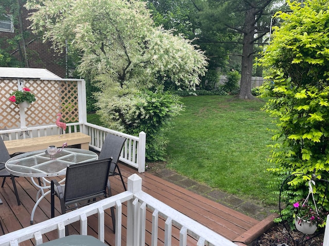 314 Broken Arrow Rd, Columbus, OH 43230 - deck with outdoor dining area and a yard