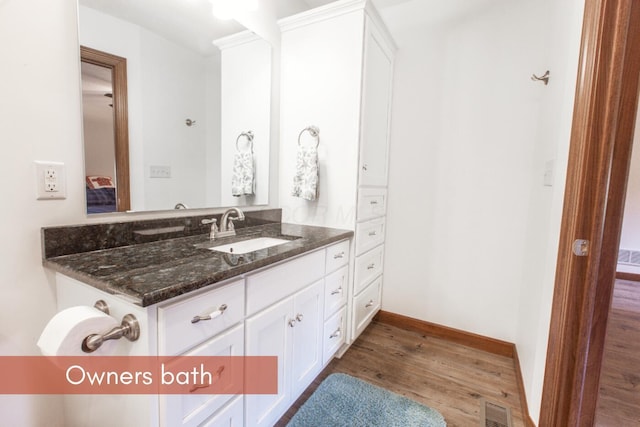 51 Appletree Ct, Howard, OH 43028 - bathroom with wood finished floors, vanity, and baseboards
