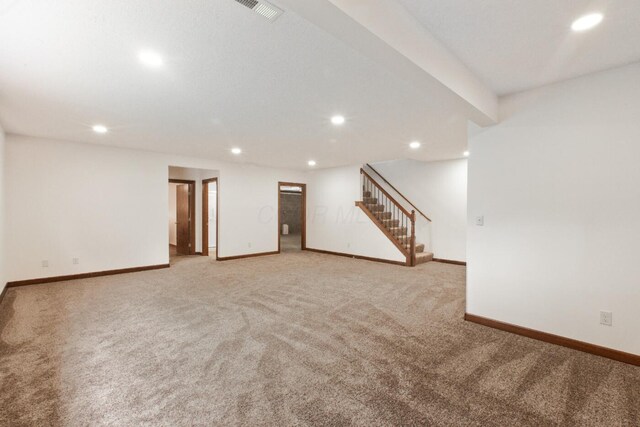 51 Appletree Ct, Howard, OH 43028 - finished below grade area with recessed lighting, carpet, stairway, and baseboards