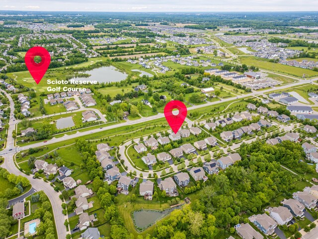 2505 Isabella Blue Dr, Powell, OH 43065 - aerial view of residential area featuring a nearby body of water