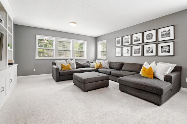 2505 Isabella Blue Dr, Powell, OH 43065 - living room featuring light colored carpet and baseboards