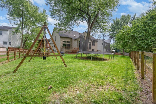 1315 Shelby Cir, Reynoldsburg, OH 43068 - fenced backyard featuring a trampoline and a playground