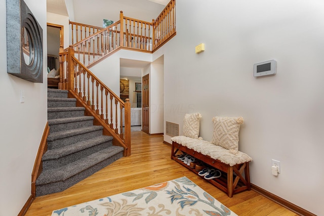 1315 Shelby Cir, Reynoldsburg, OH 43068 - stairs featuring wood finished floors