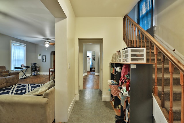 368 Alden Ave Unit 368, Columbus, OH 43201 - stairway featuring ceiling fan and baseboards